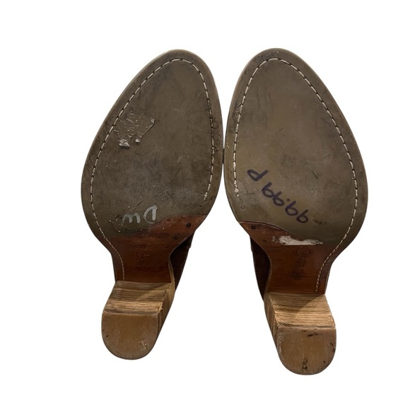 ALLSAINTS Suede Leather Boots Stacked Heel Booties Chocolate Brown Size 39 - Picture 10 of 12